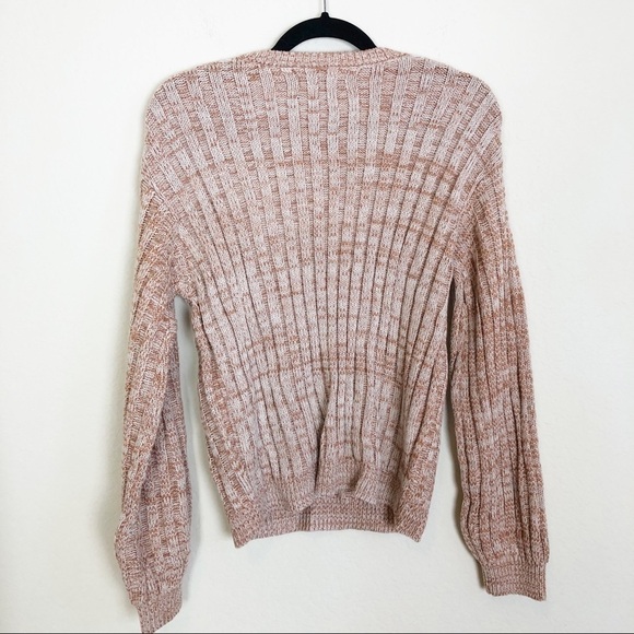 New Blank NYC Heather Ribbed Crew Neck Knit Sweater in Toffee - Picture 9 of 12